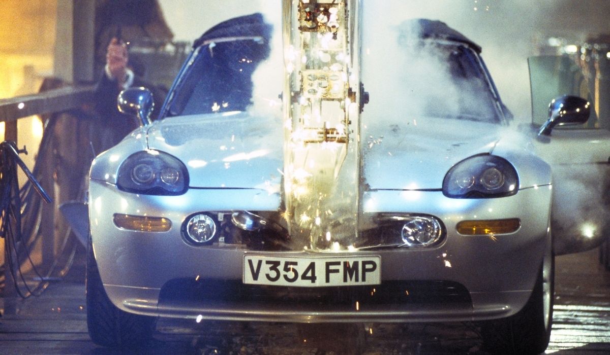 BMW Z8 sawed in half in the James Bond Movie The world is not enough  you can now watch  No time to die in doha qatar